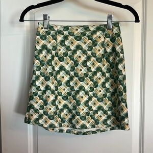Altar'd State Green and White A-Line Mini Skirt